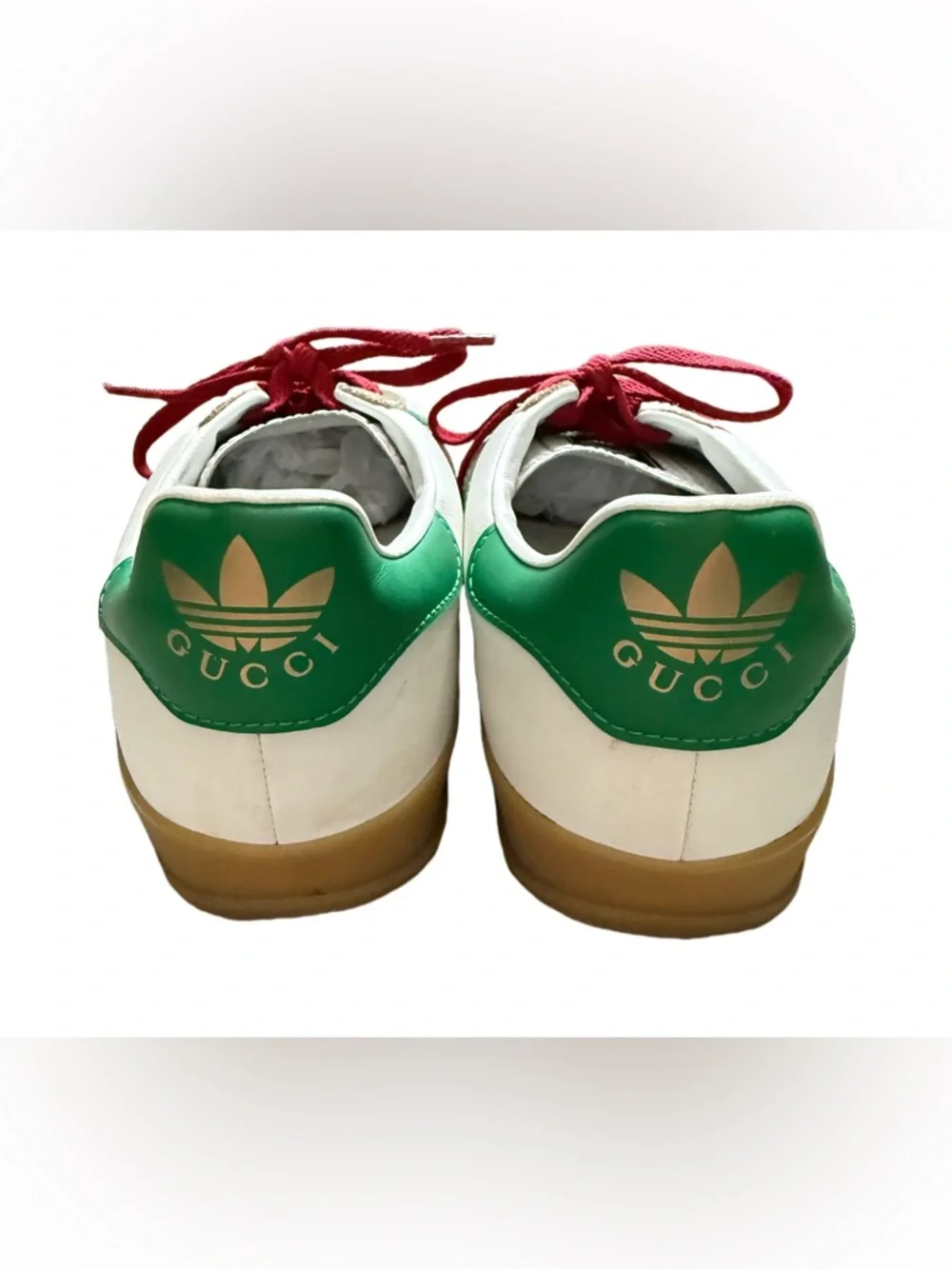 Gucci White Green Red Lace-Up Sneakers